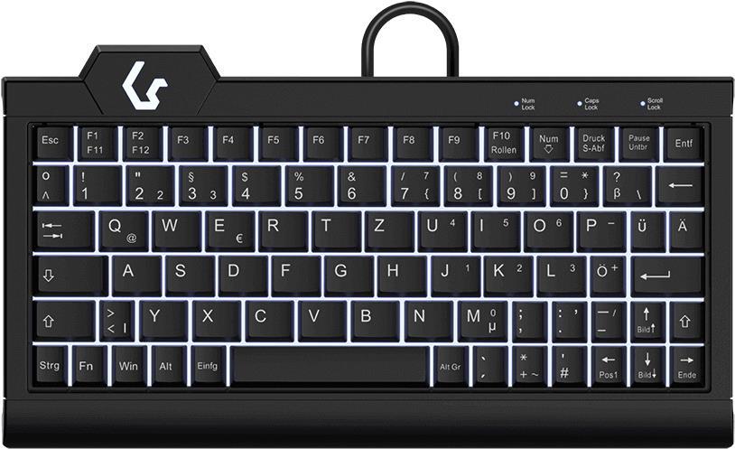 KEYSONIC Tastiera Super-Mini QWERTZ, ABS, adattatore USB/PS/2, nera