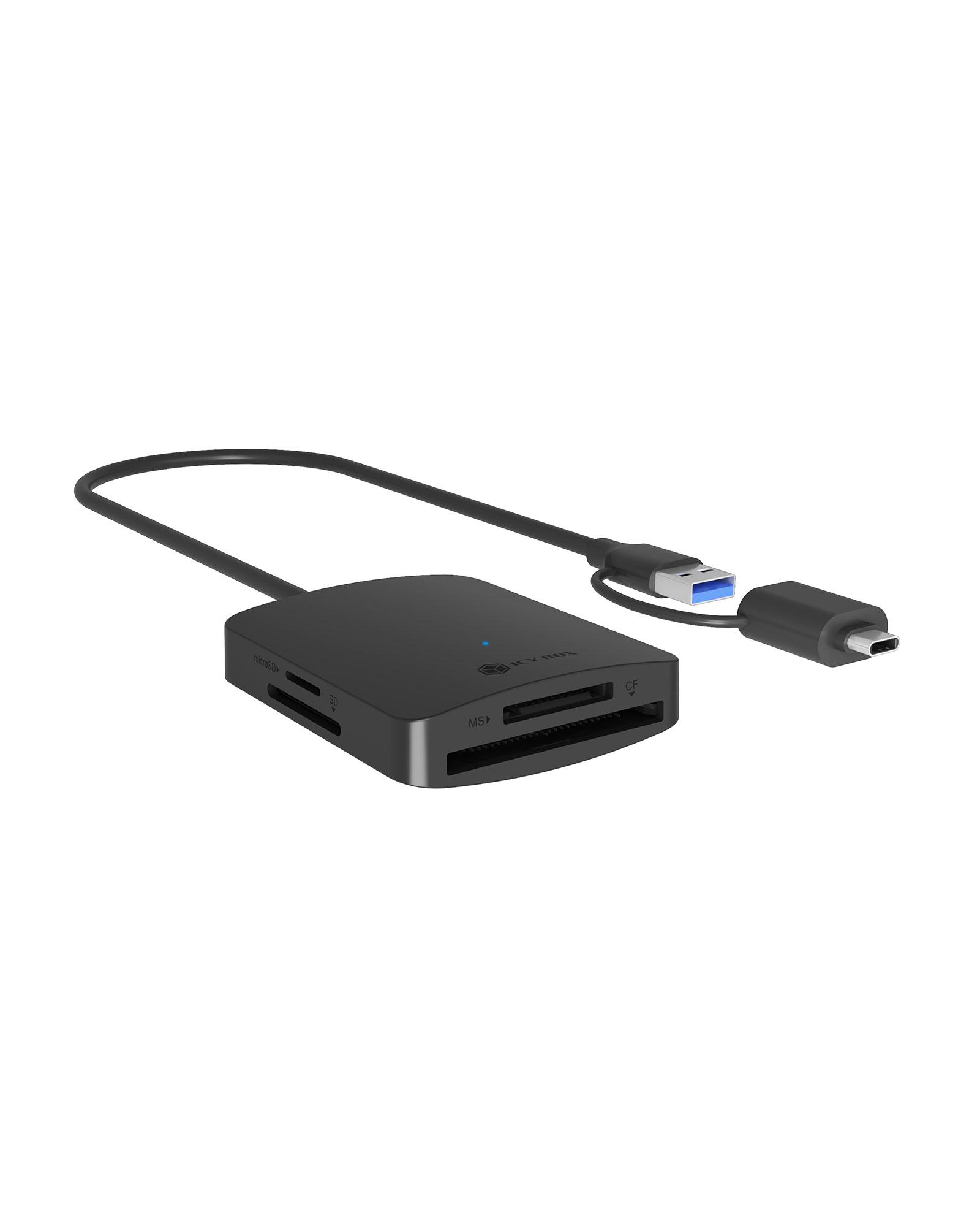 ICY BOX IB-CR302-CU3 lettore di schede USB 3.2 Gen 1 (3.1 Gen 1) Type-A Nero