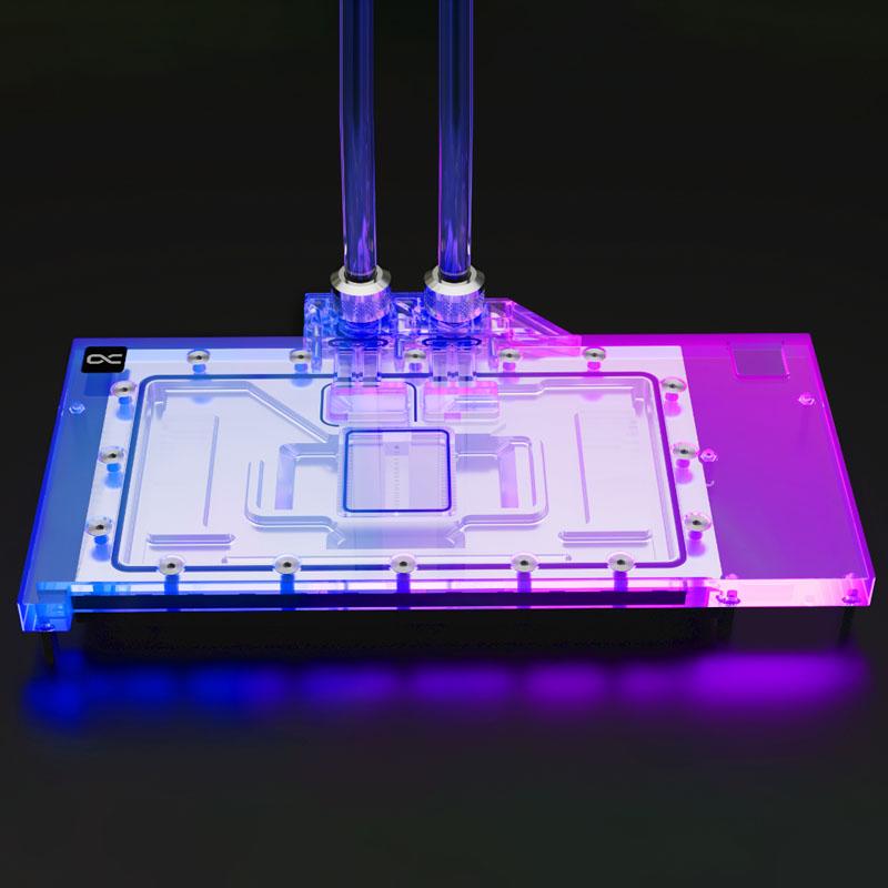 Alphacool GPX-N Blocco d'acqua + piastra posteriore (Alphacool Eisblock Aurora Acryl GPX-N RTX 4090 MSI Suprim Water Block with