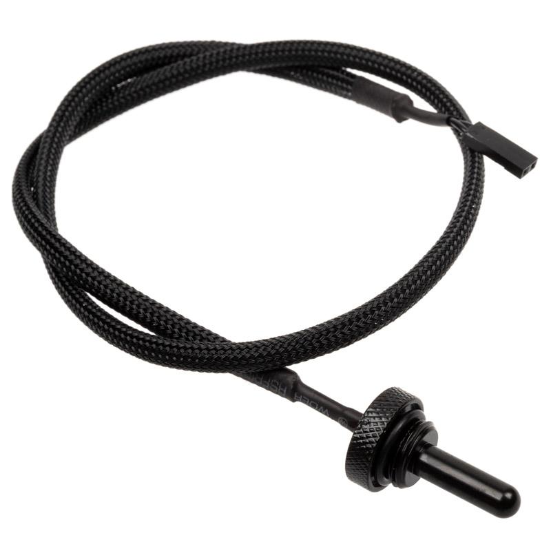 Plug del sensore di temperatura ICCope alfacool G1/4 - Sensore di temperatura per sistema navigabile - Nero profondo - 50 cm