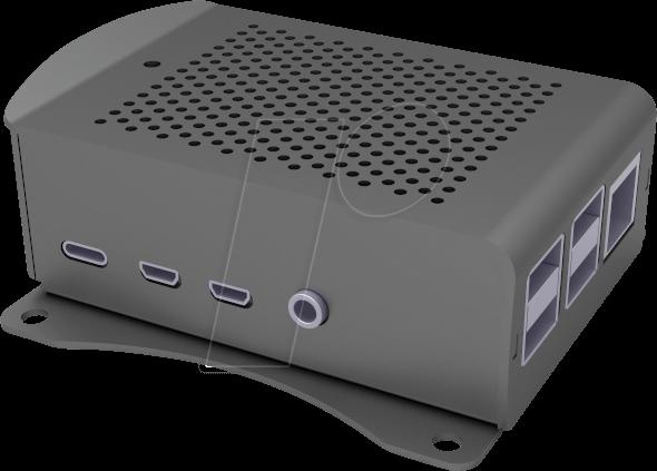 Joy-iT RB-ALUCASEP4+06 accessorio per scheda di sviluppo Custodia Nero (RASPBERRY ALU CASE PI4B BLACK - WALLMAUNTED VESA75 BACK