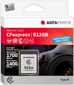 Agfafoto Cfexpress Professional - 512 GB - Cfexpress - NAND - 1700 Mb/S - 1400 Mb/S - Resistente al freddo - Resistenza al calo