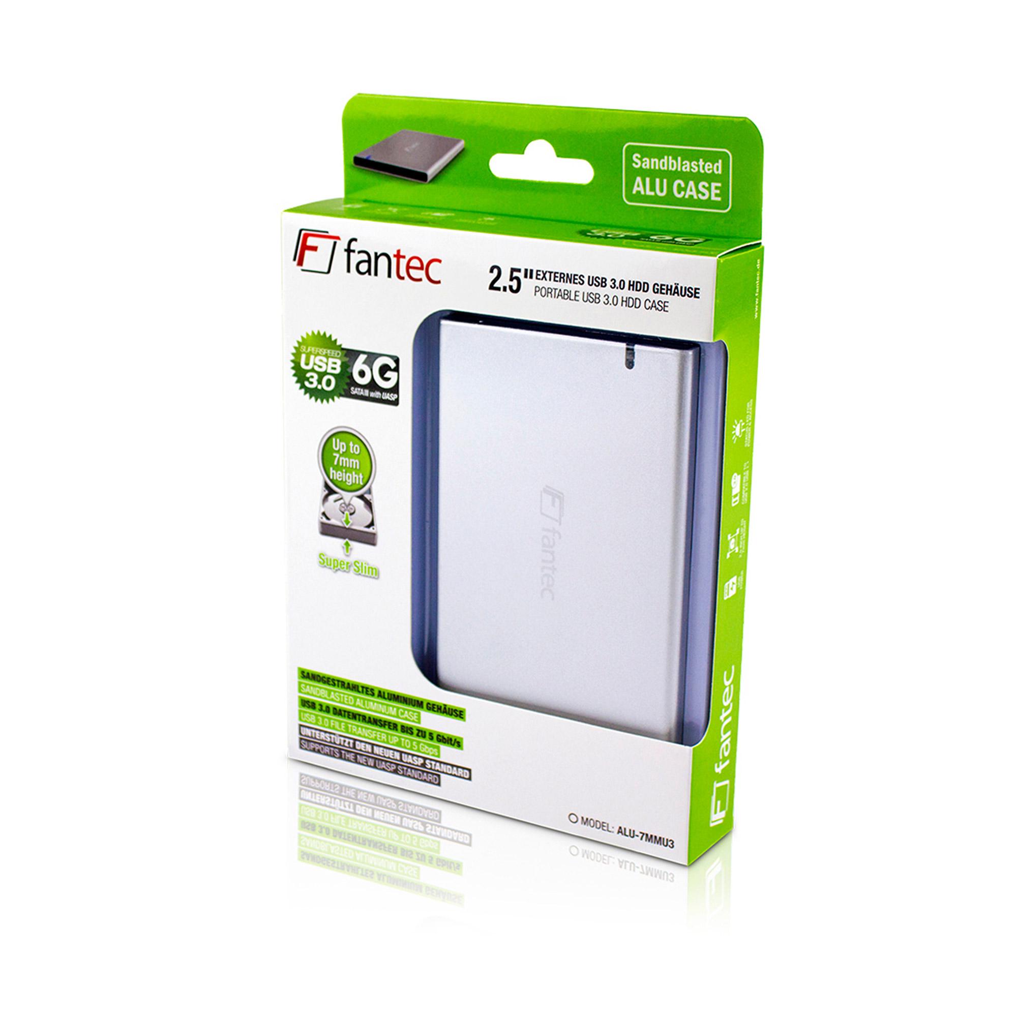 FANTEC ALUMINUM 7MMU3 - Memory Housing - 64 cm (25 ") - SATA 6GB/S - 5GBPS - USB3.0 - Silver (1784)