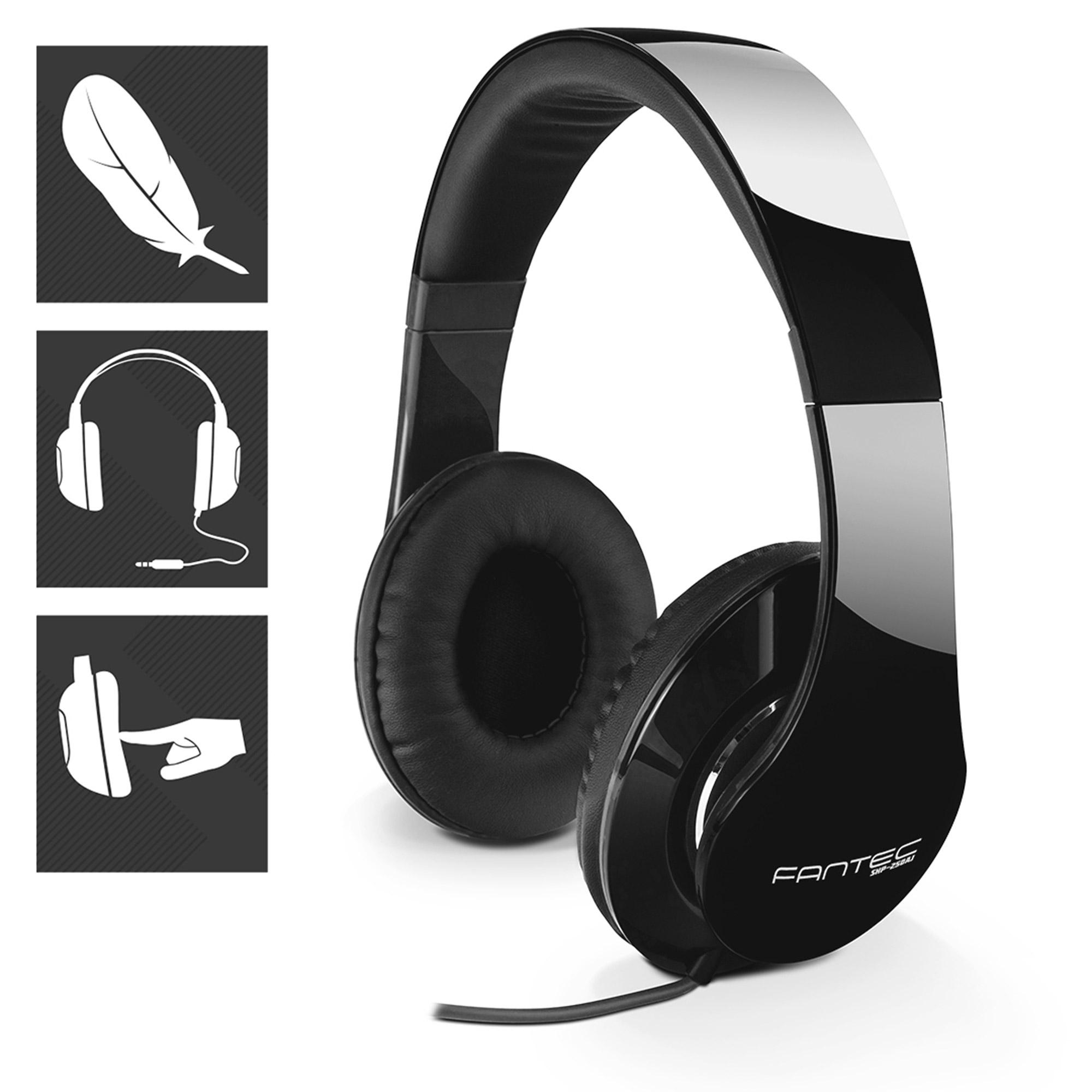FANTEC SHP-250 AJ-WT cuffie/auricolare nero/nero altoparlante da 40 mm jack da 35 mm 30-16.000 HZ Emp. Lunghezza cavo 106 dB 12