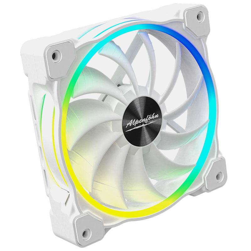 Alpenfohn Wing Boost 3 White 120mm Addressable RGB High Speed PWM Fan - Triple