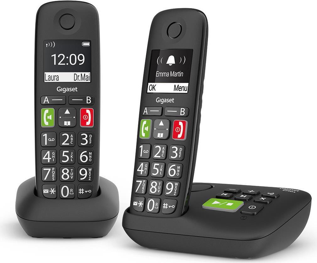 Gigaset E290A Duo telefono cordless a tasti grandi con segreteria - nero