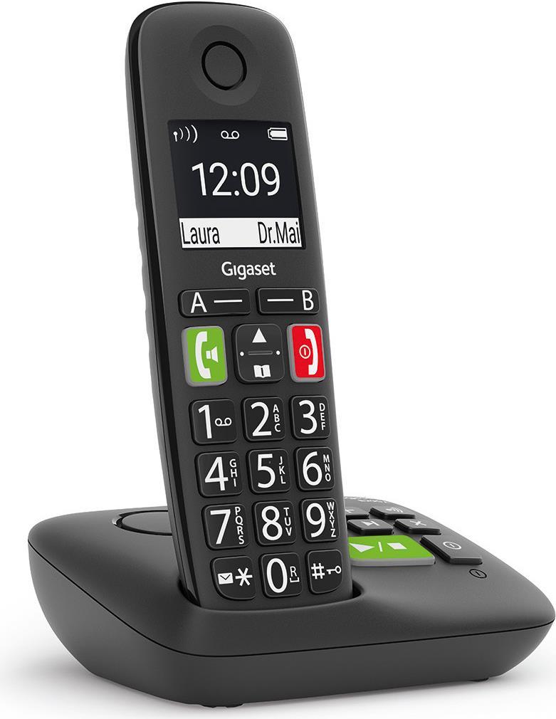 Telefono cordless Gigaset E290A int. tasti grandi con segreteria - nero