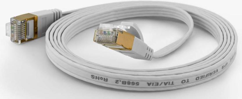 WanTec Flaches Cat6A FTP Patch Cable - 3 M - Cat6A - F/UTP (FTP) - RJ -45 - RJ -45 - Wei (7008)