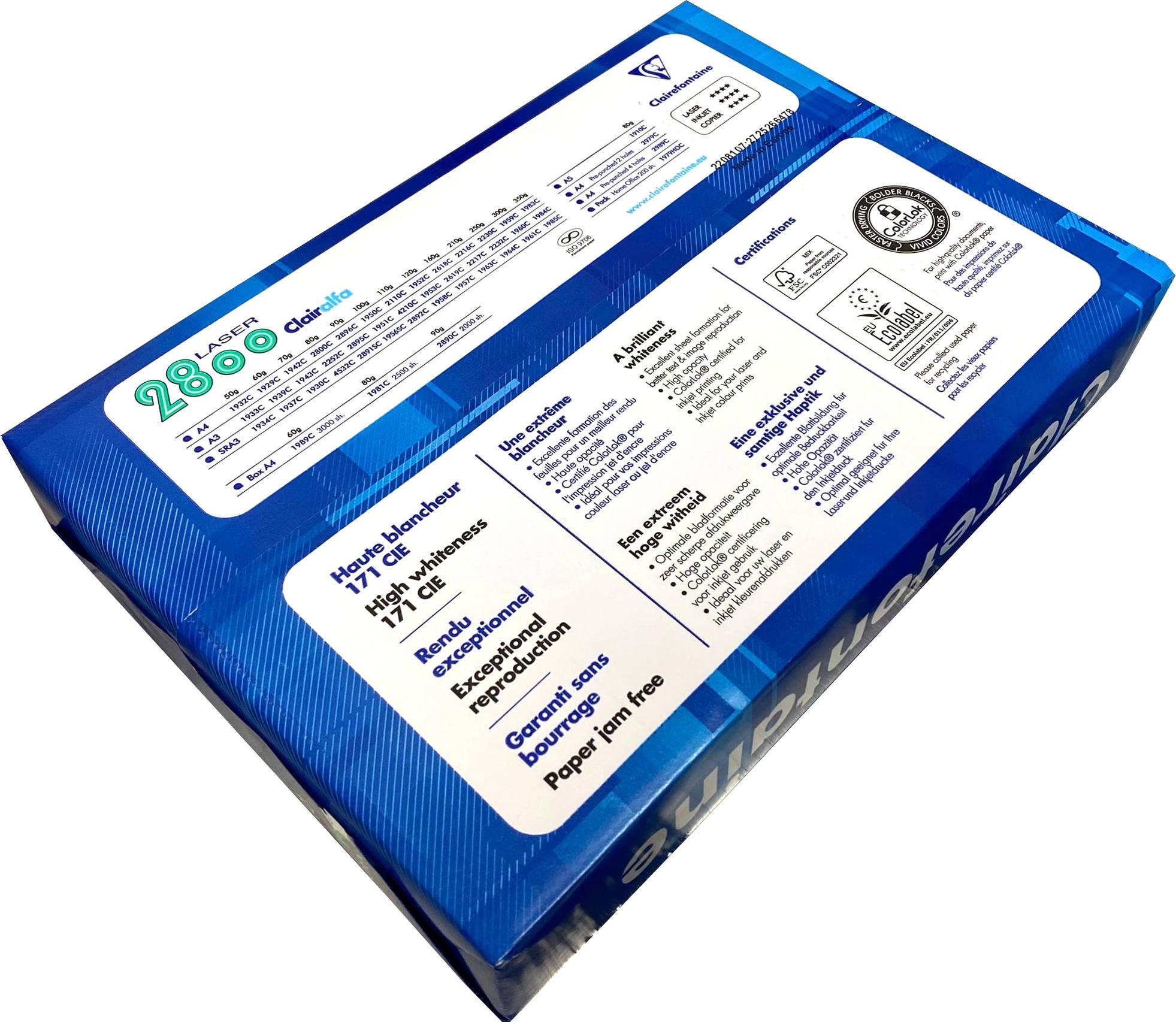 Copia carta per la stampante laser e il telefono Clair 2800 DIN A4 80G/MÃ‚Â² Hochweiss (Foglio 2500)