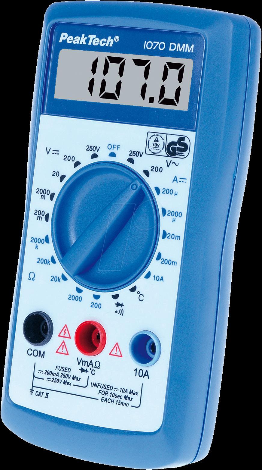 PeakTech Digital-Multimeter RMS LCD/1999 Set 300 VAC 300 VDC 10 ADC (PeakTech 1070)