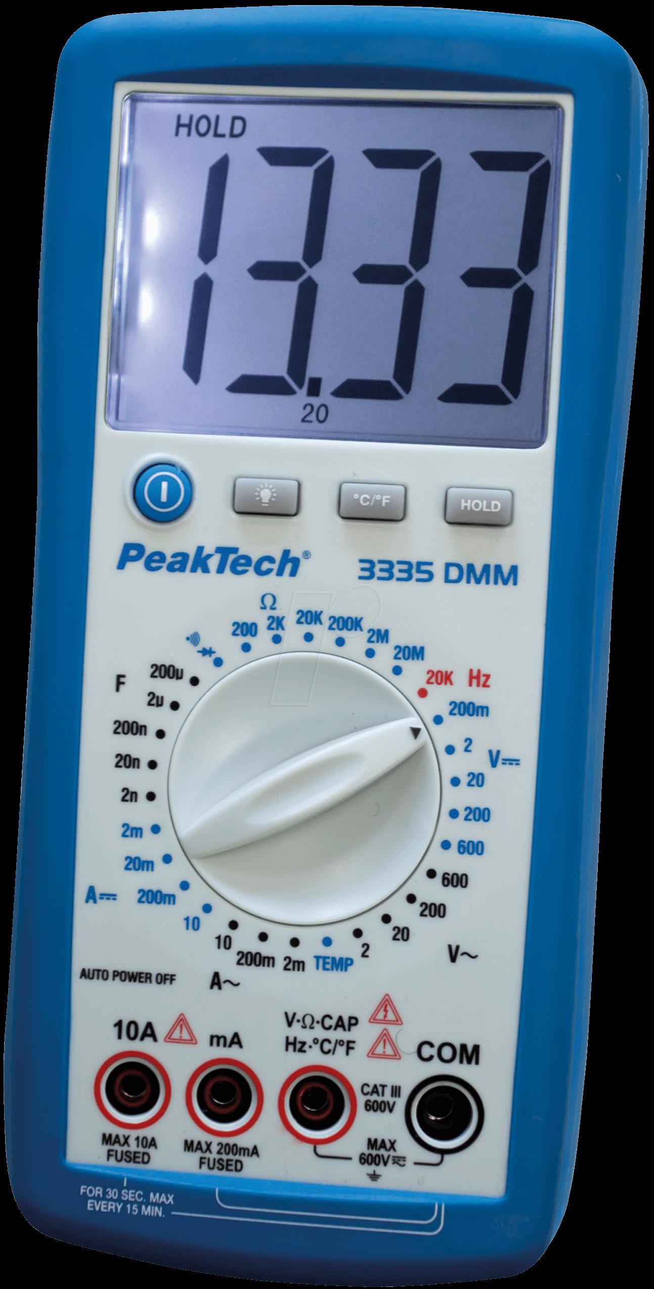 PeakTech Digital-Multimeter RMS 3 Old LCD/1999 Set 600 VAC 600 VDC 10 ADC (PeakTech 3335)
