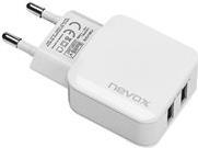 Nevox Homecharger - alimentatore - 12 watt - 24 A - 2 punti di connessione in uscita (USB) - bianco