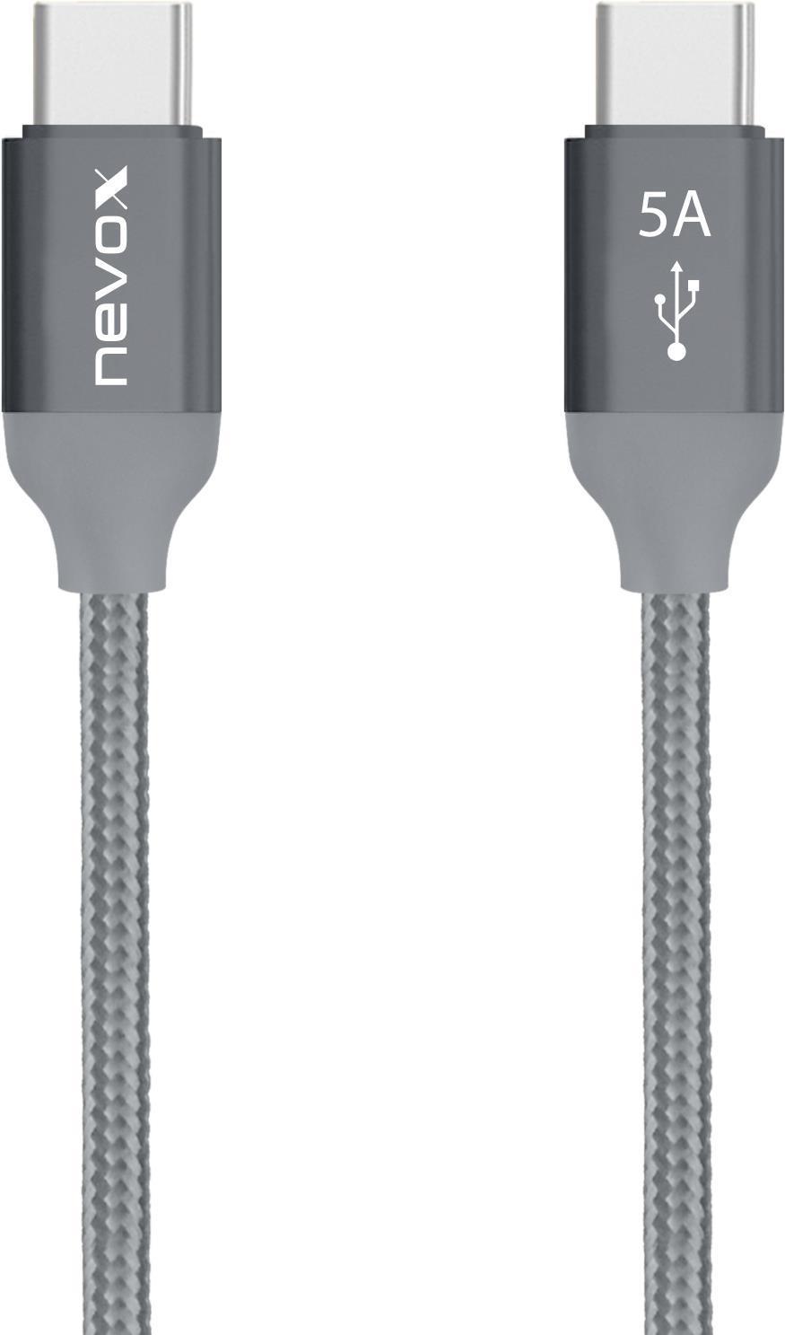 Nevox USB Tipo C a Tipo C Cavo USB 2.0 20V/5A (100W) Emark IC 1M grigio argento