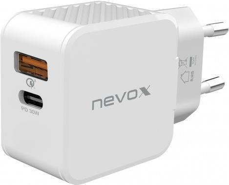 Nevox USB PD Type C + caricabatterie QC3.0 30 watt, bianco