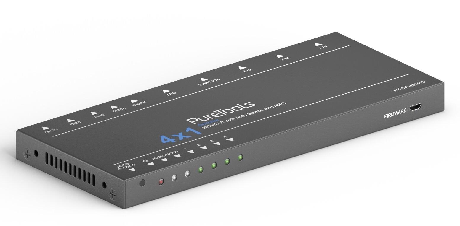 Switcher HDMI PureTools PT-SW-HD41E 4x1 4K 18 Gbps con commutazione TMDS e ARC