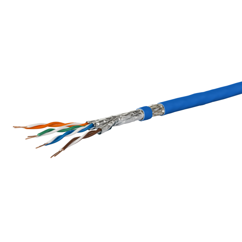 Cavo di installazione METZ CONNECT Cat 7A S/FTP, MC GC1300 pro22, LSZH, anello blu da 100 m