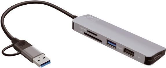 4smarts 469630 replicatore di porte e docking station per laptop Cablato USB 3.2 Gen 1 [3.1 Gen 1] Type-A + Type-C Grigio (4Sma