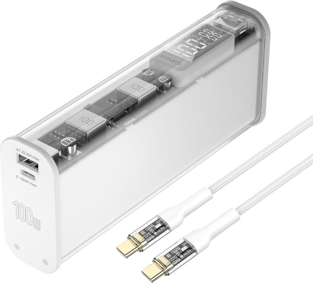 4smarts 540266 batteria portatile Polimeri di litio [LiPo] 20000 mAh Bianco (4smarts Powerbank Lucid Block 20000mAh, 100W - Whi