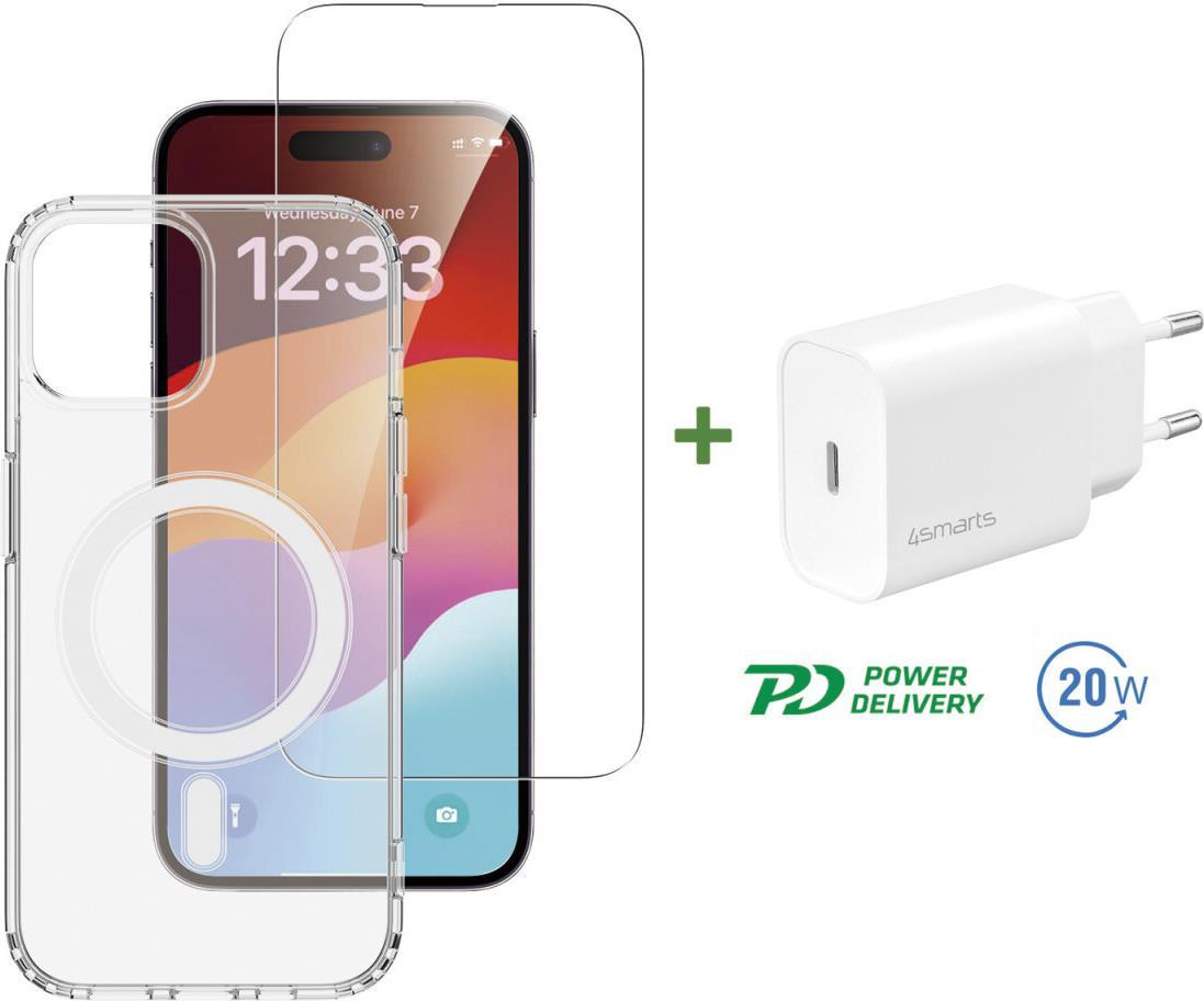 Set di avvio Premium 4smarts 3in1 per Apple iPhone 15 Plus compatibile con MagSafe