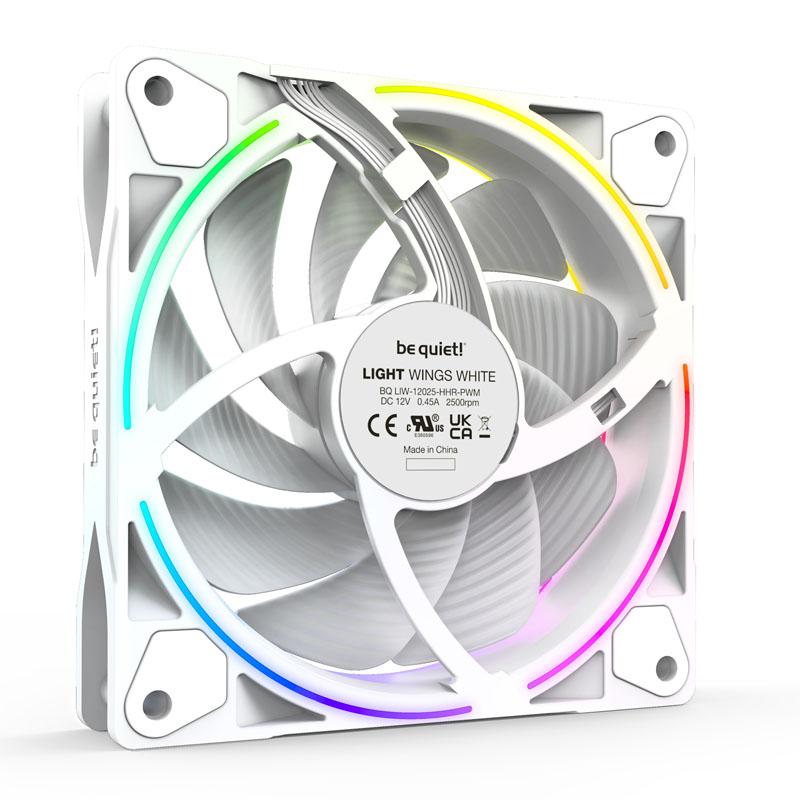 LOT DE 3 VENTILATEURS DE BOITIER BE QUIET LIGHT WINGS HIGH SPEED RGB - 12CM (BLANC)