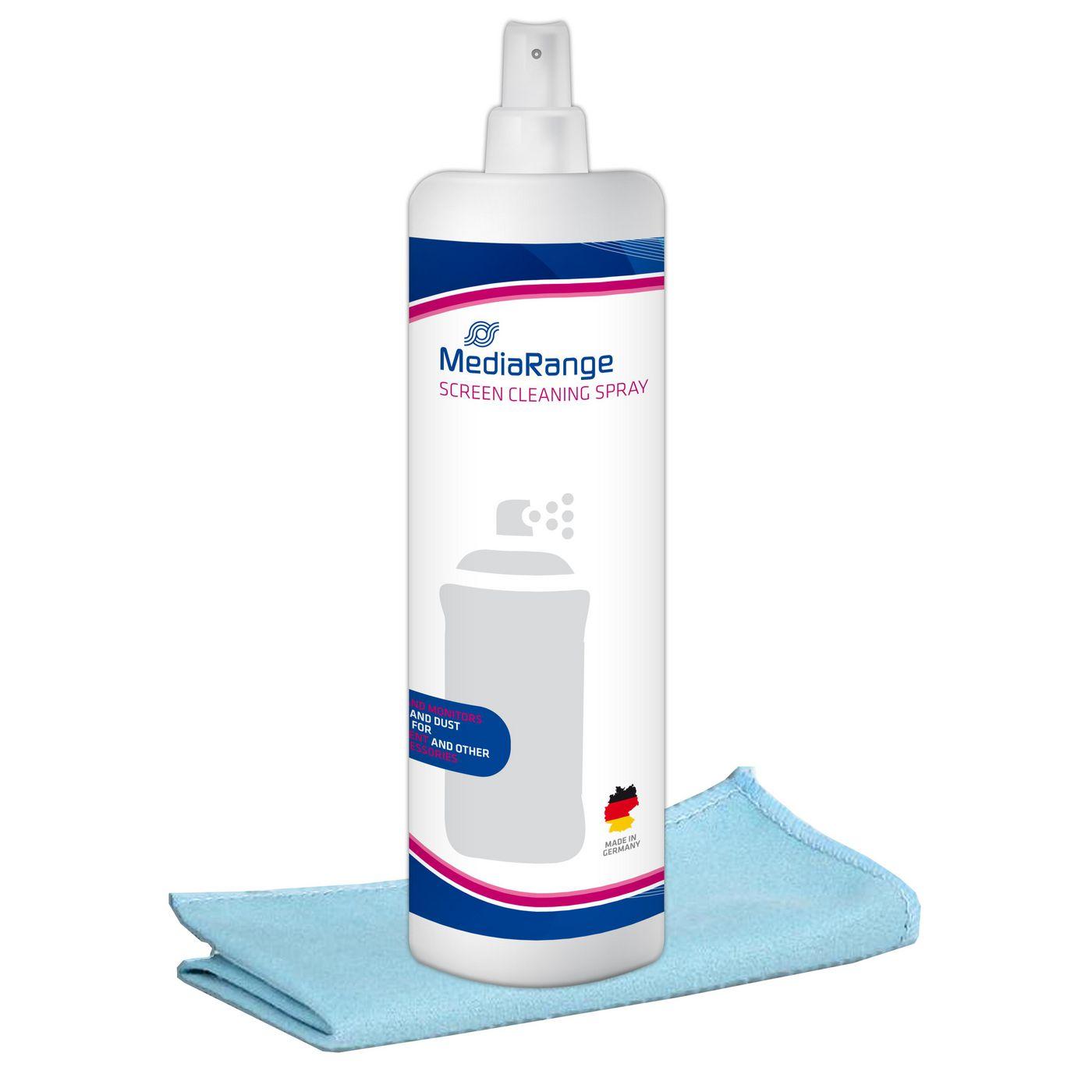 Spray per la pulizia dello schermo MediaRange incluso panno in microfibra 250 ml