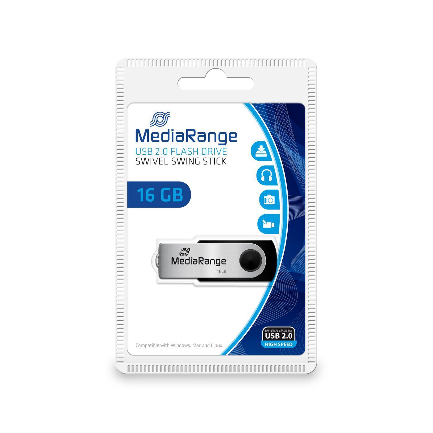 Chiavetta USB 16GB MediaRange, nera 16GB, nero/argento
