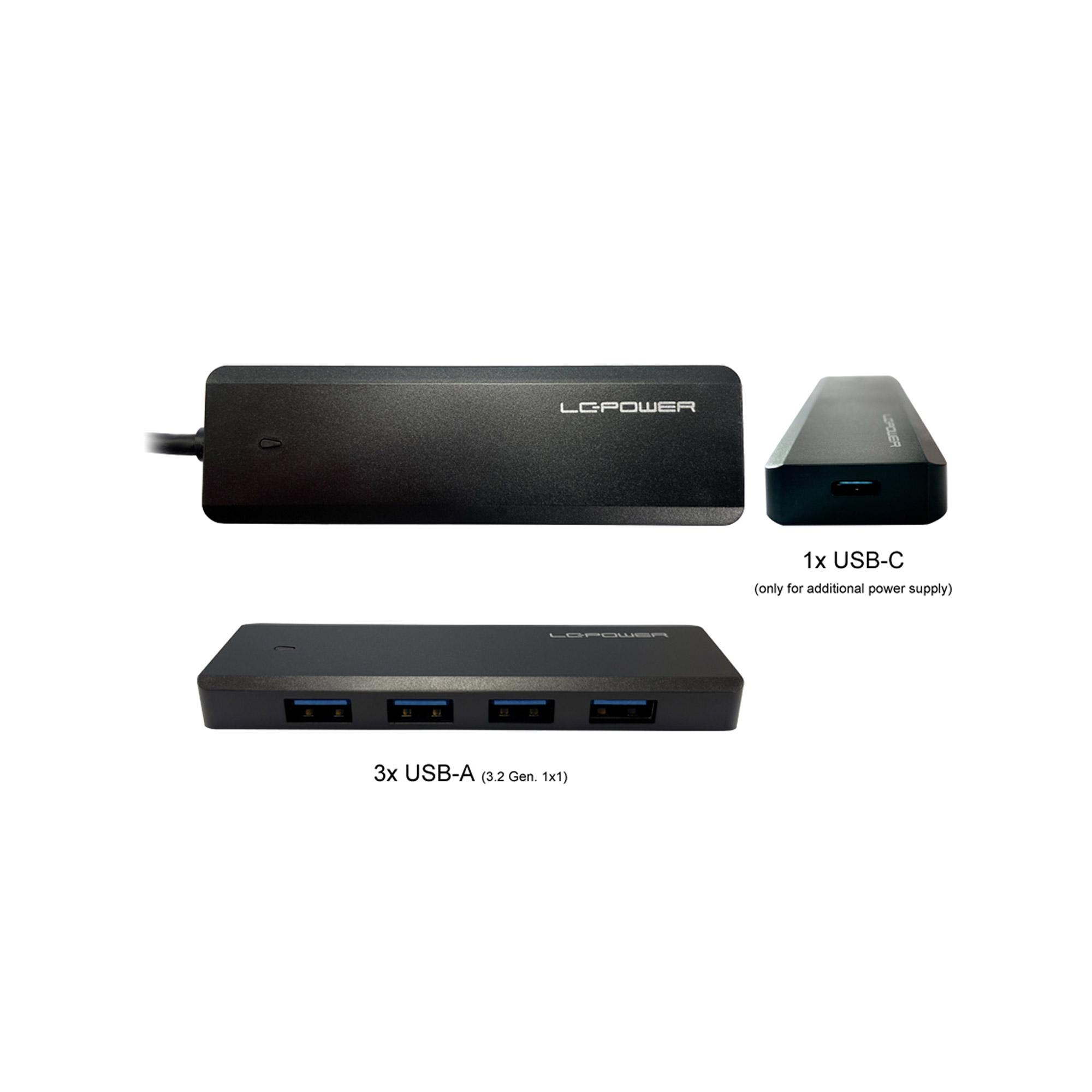 LC-Power LC-HUB-U3-4-V2 hub di interfaccia USB 3.2 Gen 1 [3.1 Gen 1] Type-A 5 Mbit/s Nero (LC Power LC-HUB-U3-4-V2 - hub - 4 po