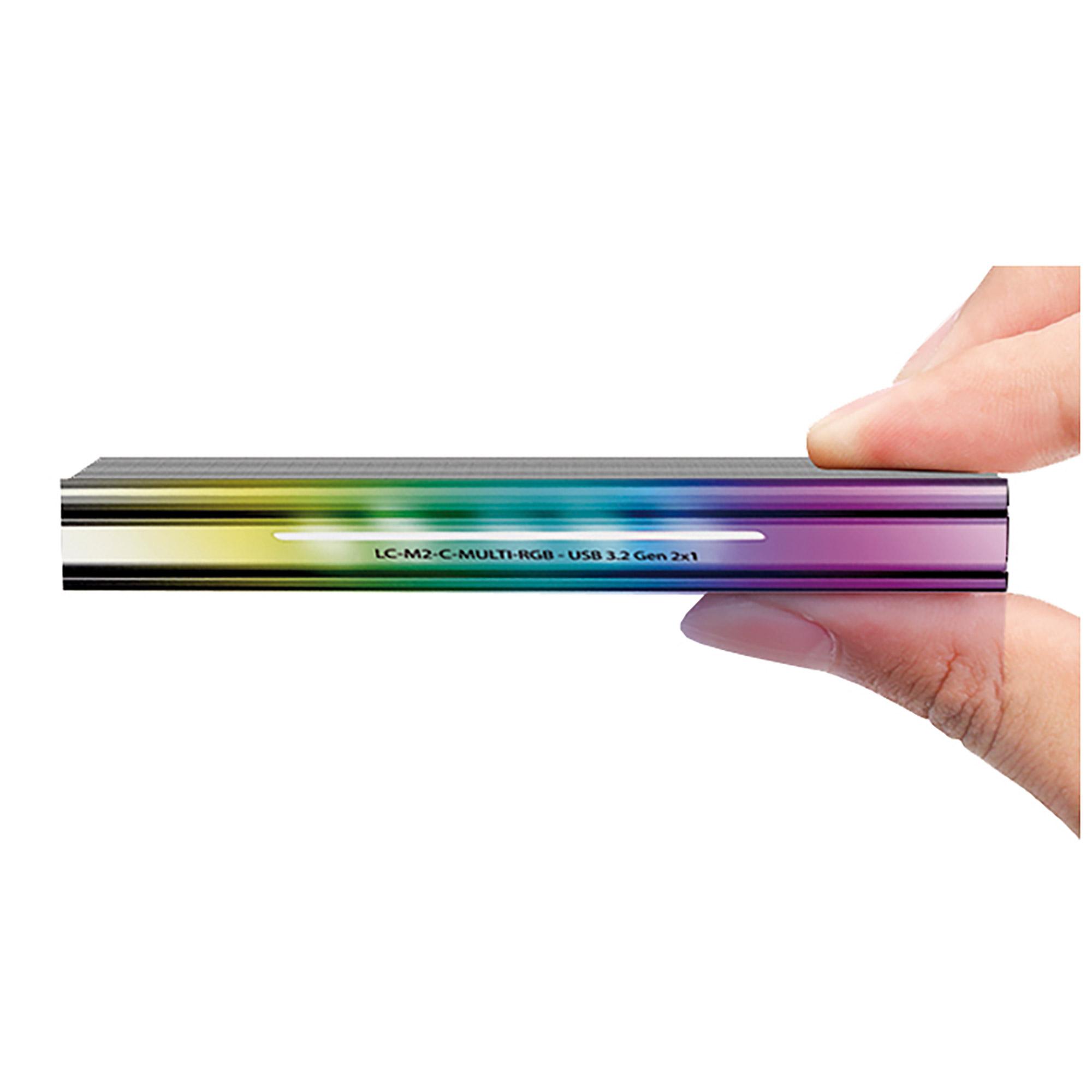 Custodia LC-POWER USB-C per NVMe o SATA USB3.2 Gen.2x1,RGB