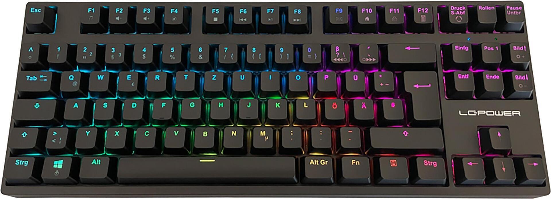 Tastiera LC-POWER KEY-MECH-2-RGB-C-W nera, 2,4 GHz e Bluetooth, giochi TKL