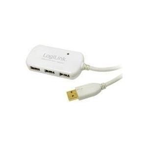 Logilink USB 2.0 Active Extension Cavo con mozzo USB 12 M, hub USB 4 volte, Collegamenti: 1 X Plug USB-A, 4 x (UA0108)