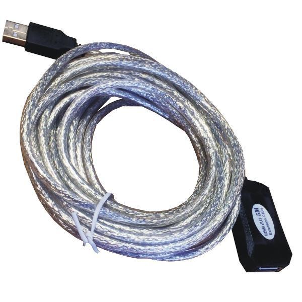 M-Cab USB A/USB A M/F 5m cavo USB USB 2.0 Nero, Argento (5M USB ACTIVE EXTENSION CABLE - M/F - REPEATER CABLE)