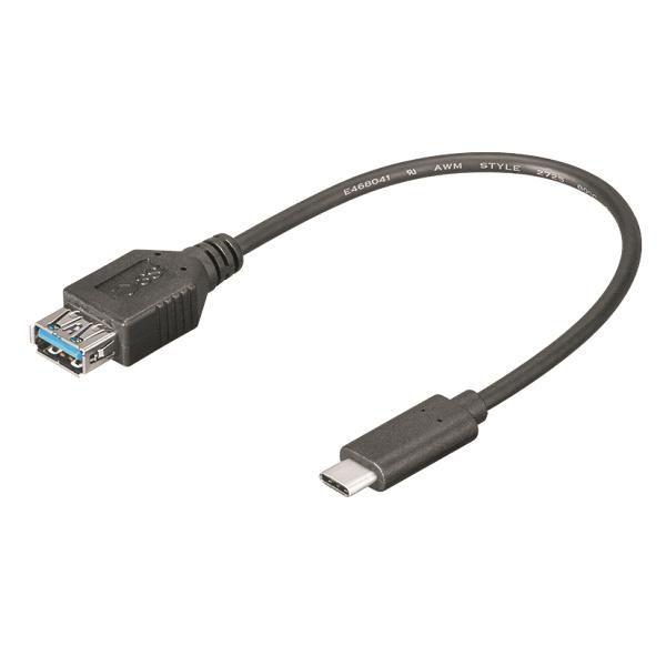 M-Cab 7001305 cavo USB 02 m USB 3.2 Gen 1 3.1 Gen 1 USB C USB A Nero (USB-C TO USB-A ADAPTER - M/F - 0.20M USB 3.2 GEN.1 5GBPS)