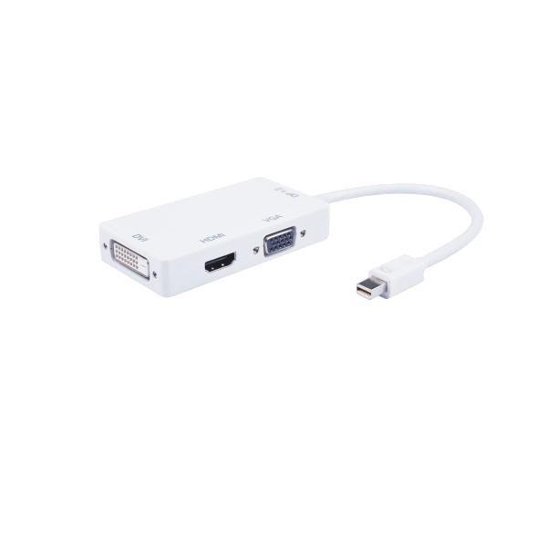 M-Cab 7003613 cavo e adattatore video Mini DisplayPort DVI-D VGA D-Sub HDMI Bianco (MDP 1.2 TO HDMI DVI VGA 0.15M - M/F/F/F C