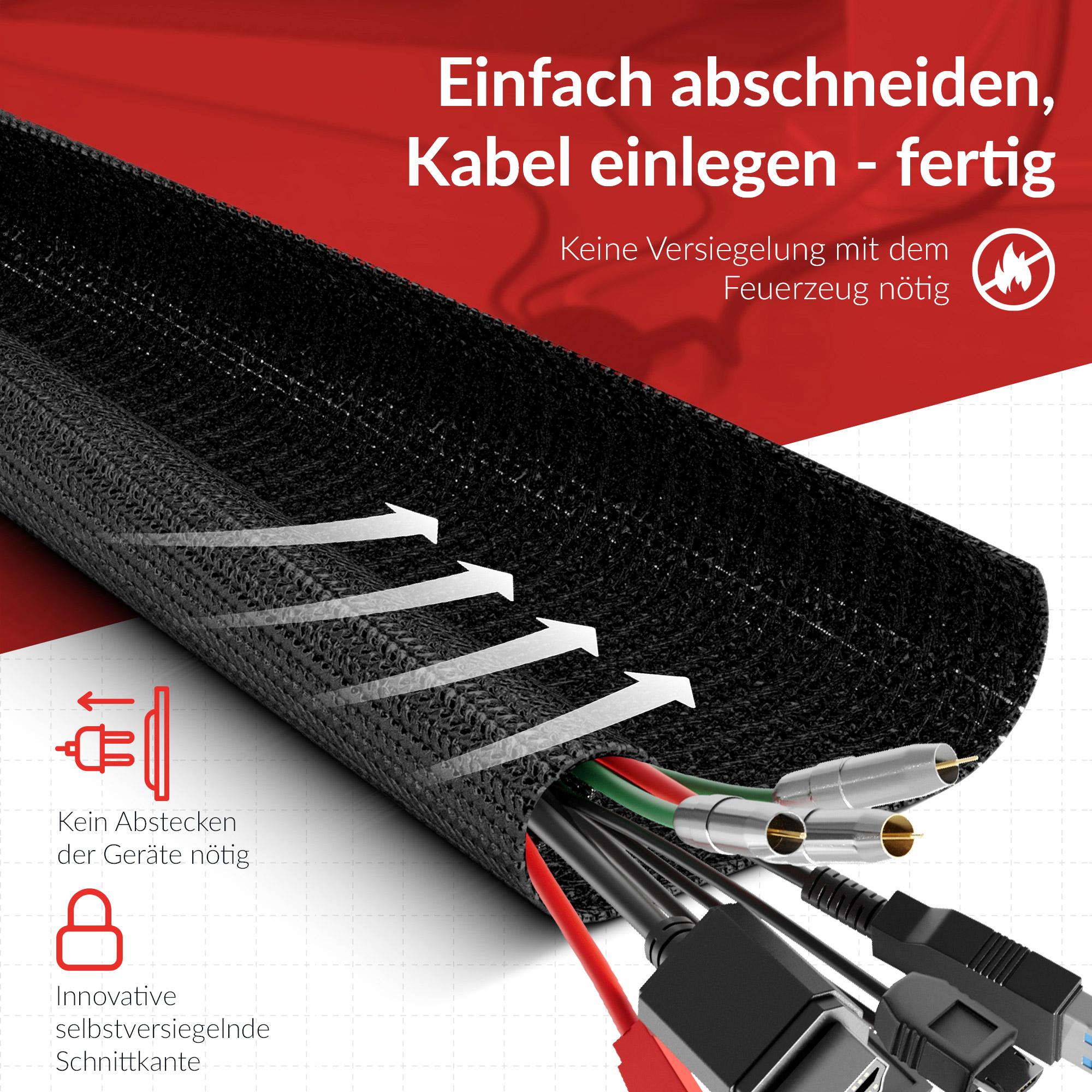 Label-the-cable Cable Tube Curve cable tray Nero (LTC Cable Tube Cable Management Cord Cover Self-Closing & Adjustable Cable Co