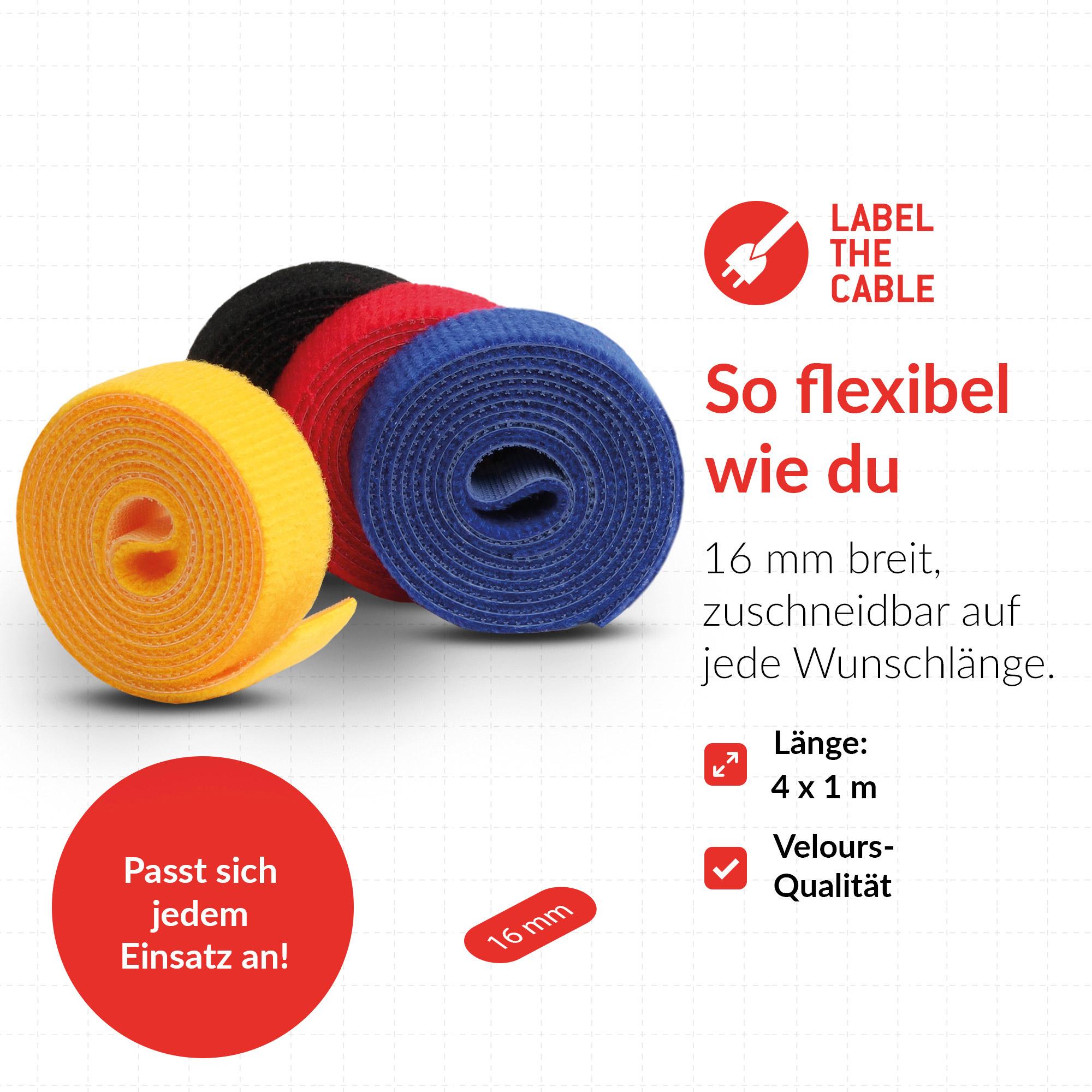 Label-the-cable LTC ROLLs Sintetico Multicolore 4pezzo[i] fascetta (LTC Rolls Cable Management Tape Roll [mixed])