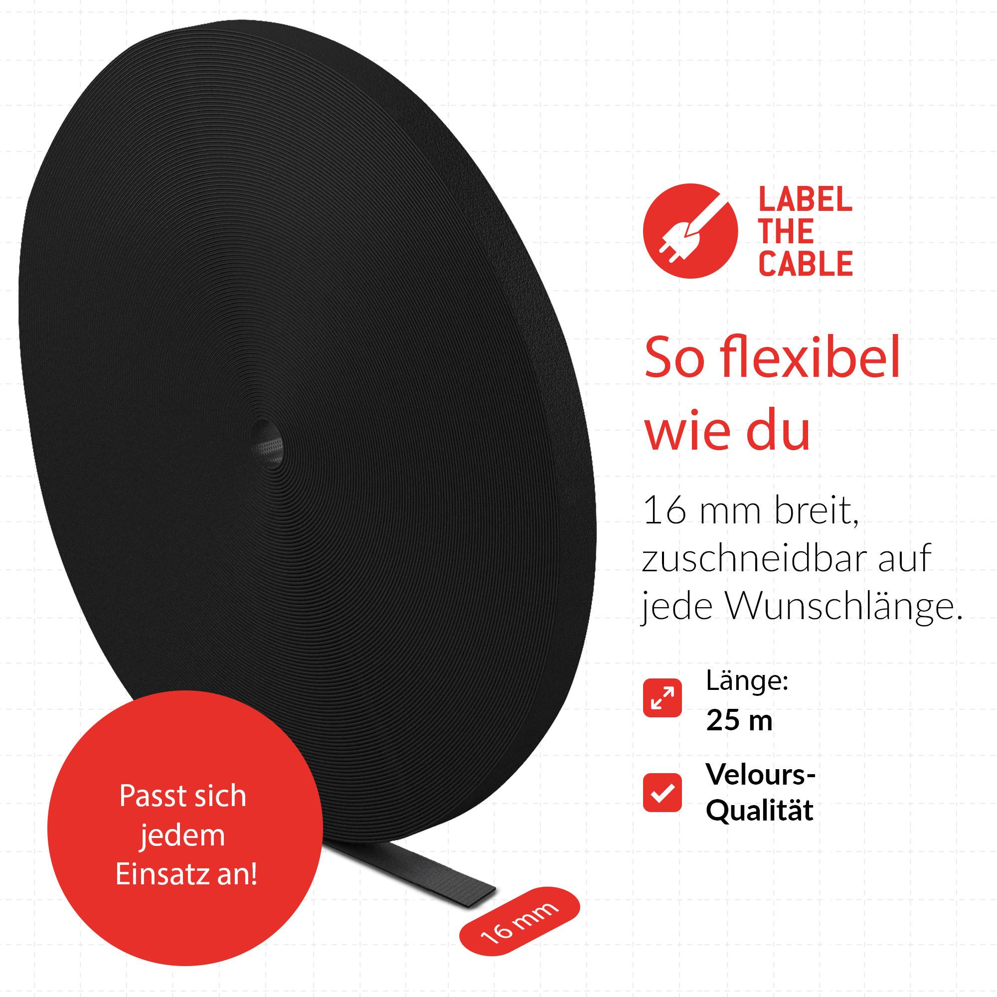 Label-the-cable PRO 1210 Velcro Velour Nero 1 pezzo[i] (LTC Pro Roll Cable Management Hook and Loop Tape [black])