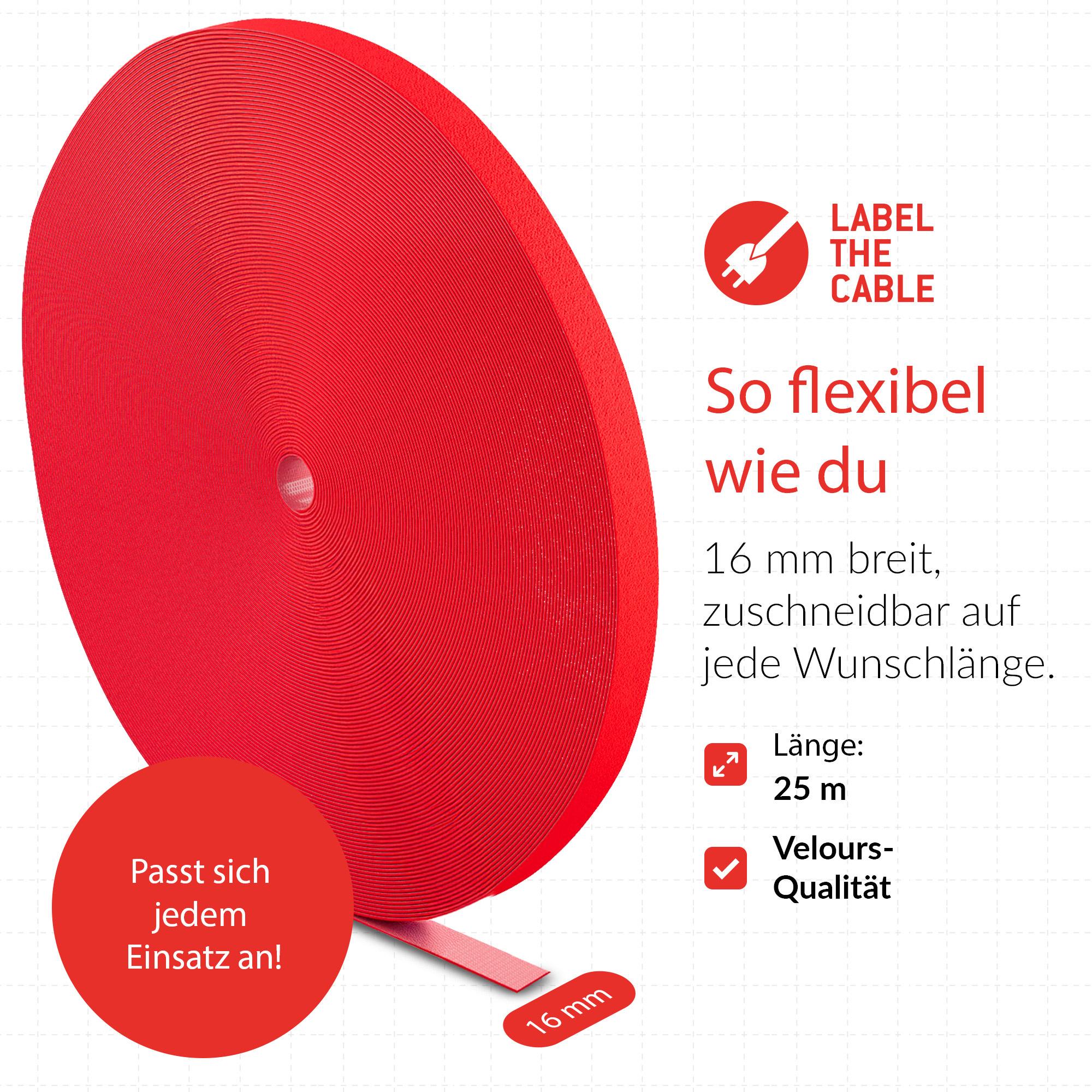 Label-the-cable PRO 1260 organizer per cavi Cable flex tube Scrivania/Parete Rosso 1 pezzo[i] (LTC Pro Roll Cable Management Ho