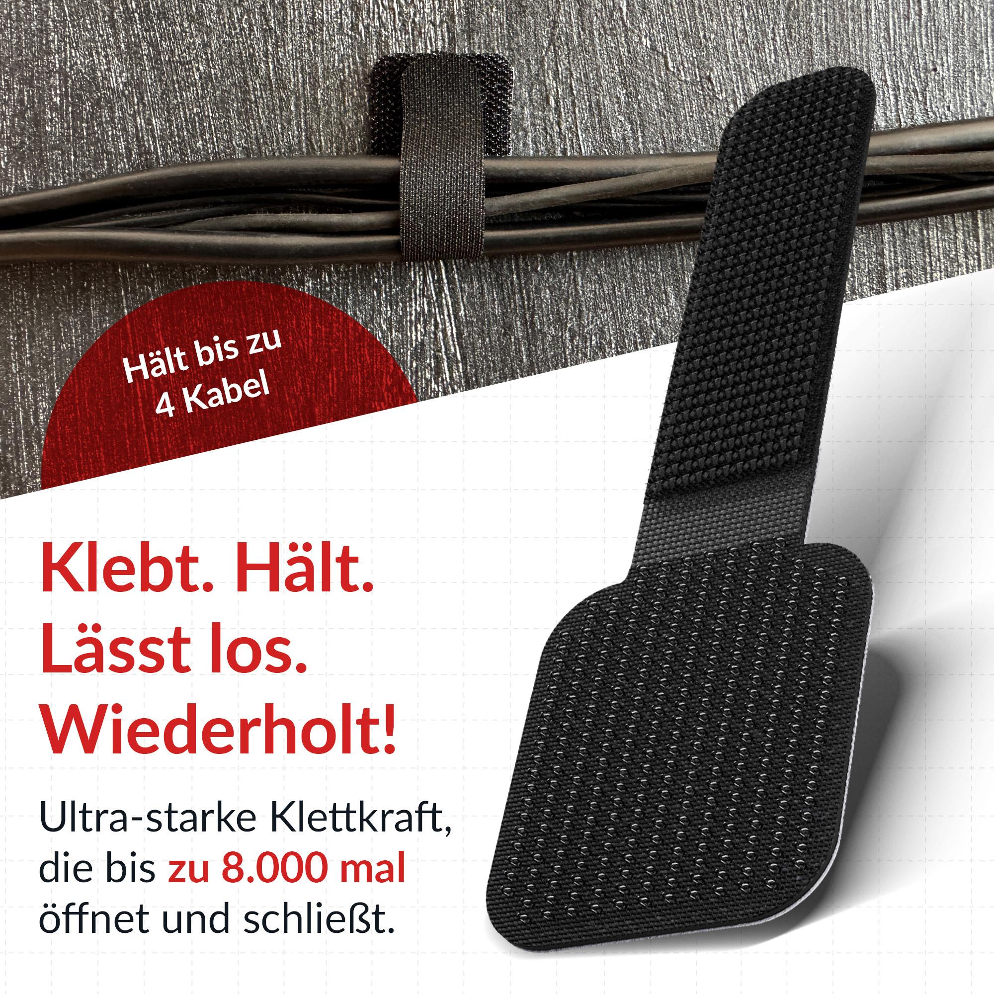 Label-the-cable Wall Velcro Nero 50 pezzo[i] (LTC Pro Wall Cable Management Clips Self-Adhesive [black])