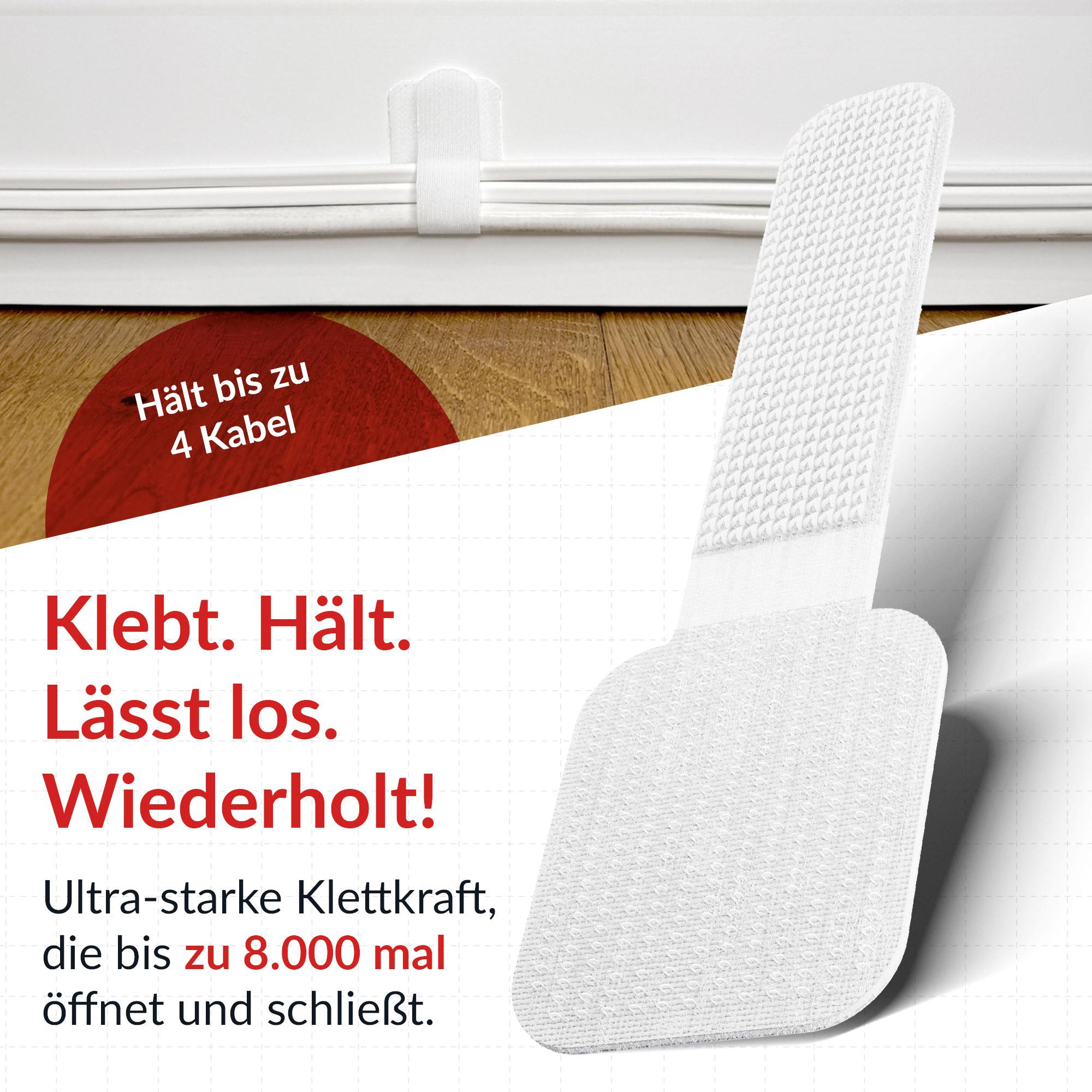 Label-the-cable WALL Velcro Nylon, Poliestere Nero, Bianco 50 pezzo[i] (LTC Pro Wall Cable Management Clips Self-Adhesive [whit