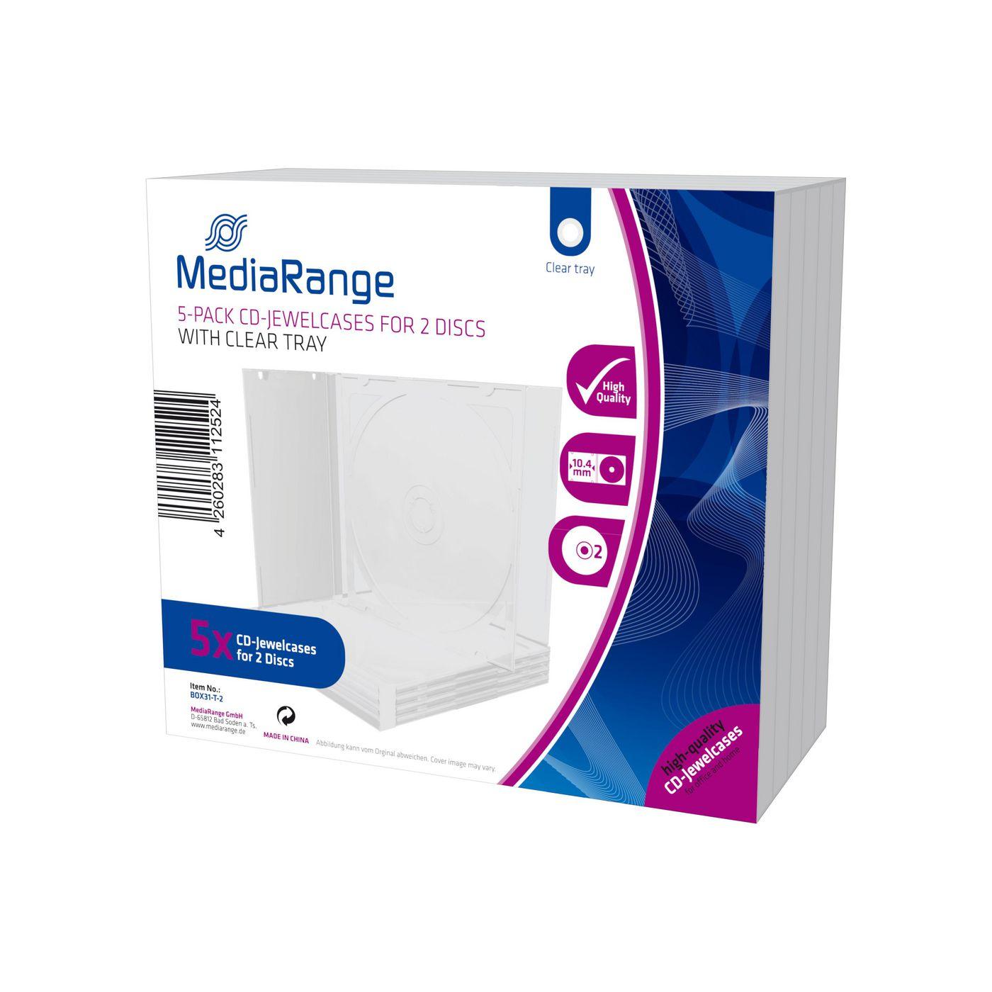 Cajas CD doble, 10 mm, Transparente, 5