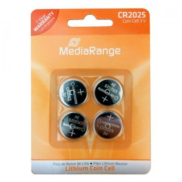 Batteria a bottone CR2025 MediaRang 3V 150MAh 4 pezzi