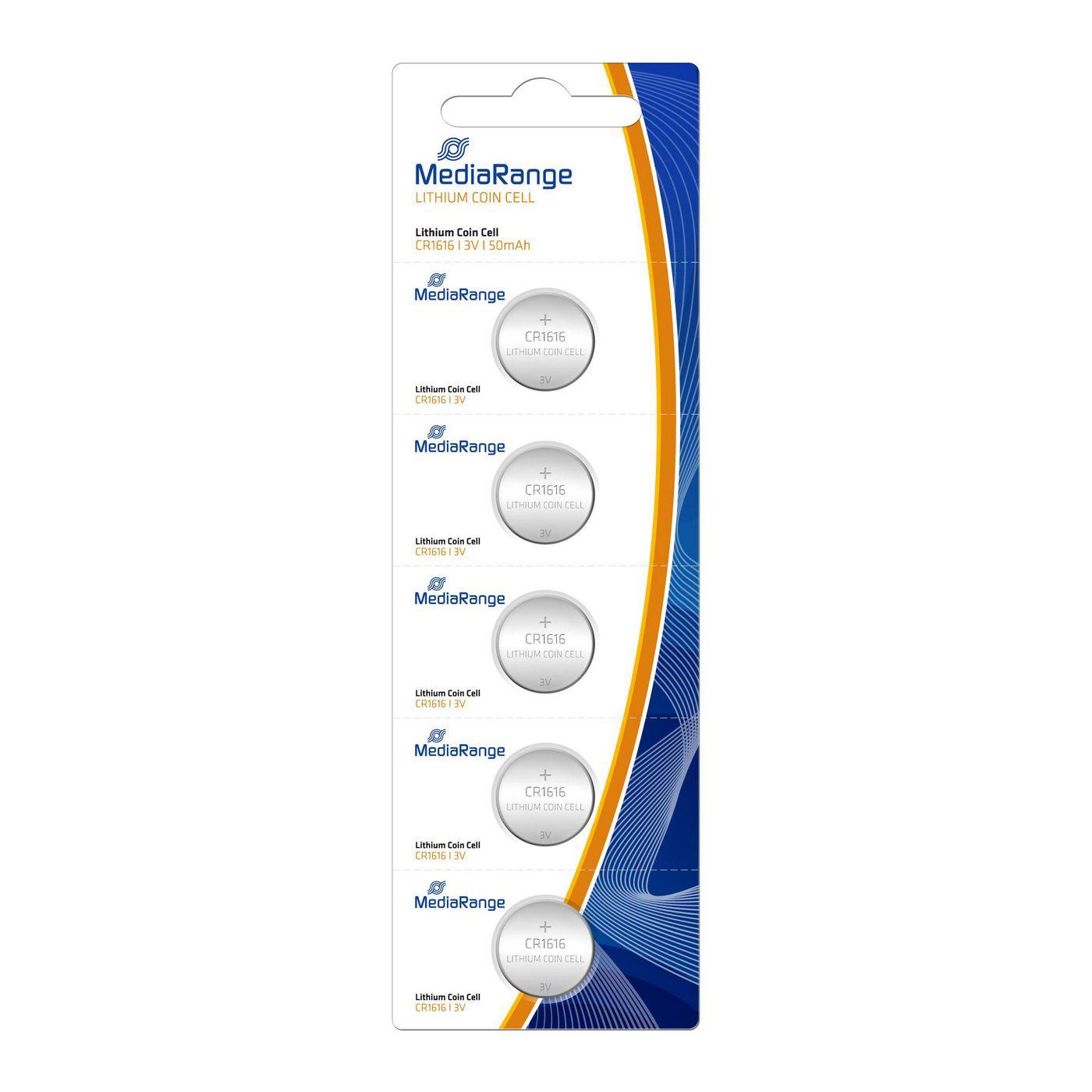 Batteria a bottone CR1616 MediaRang 3V 50mAh 5 pezzi