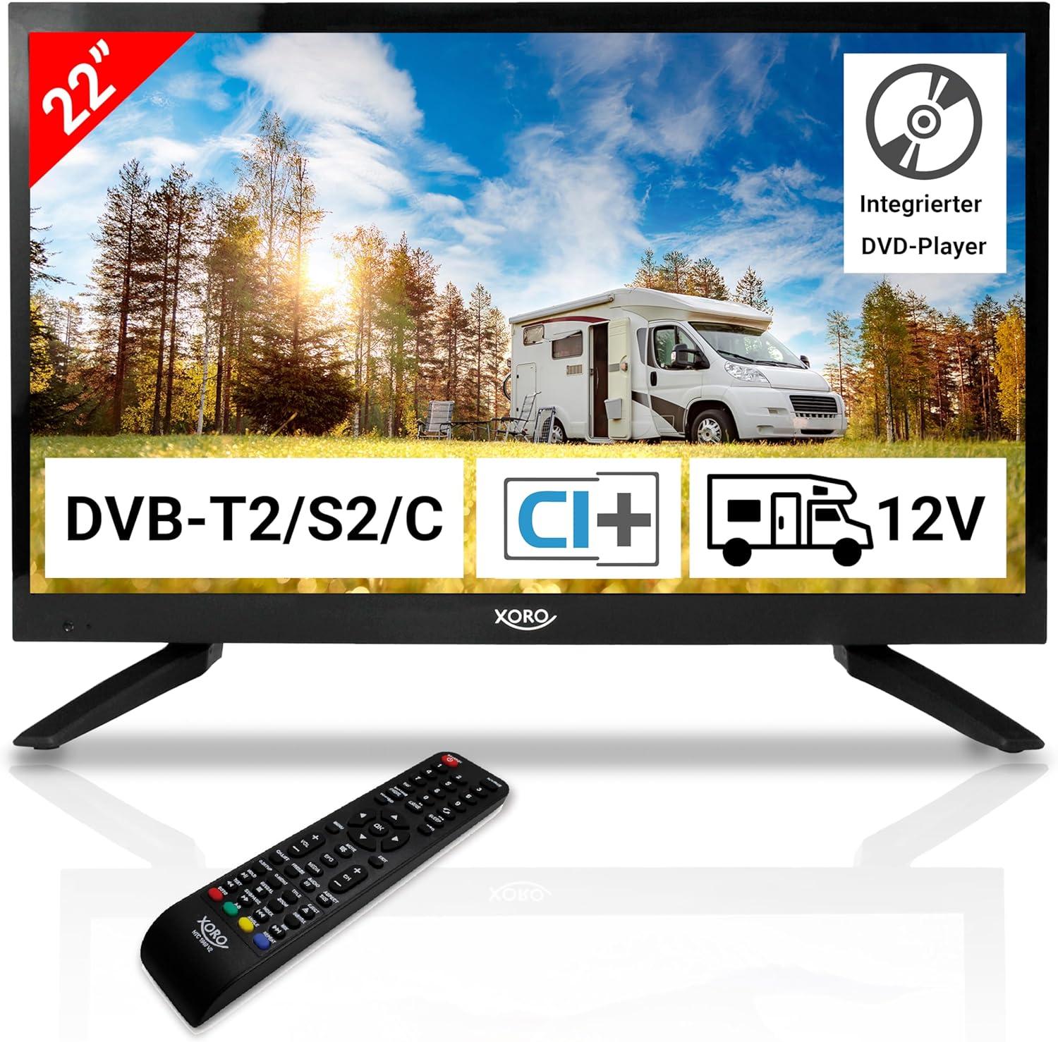 XORO HTC 2249 21,5 "doganali (55 cm) TV LCD con triplo sintonizzatore HDTV, lettore DVD di slot-in integrato, lettore multimedi