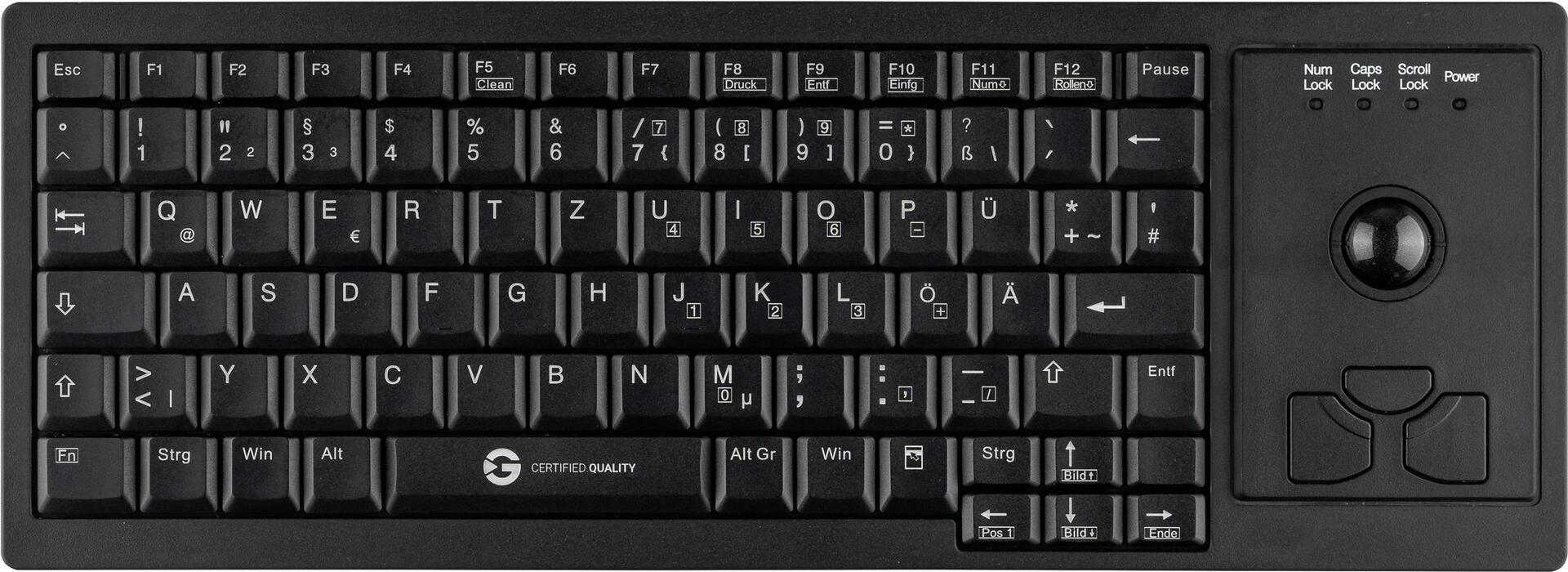 Ottieni la tastiera Roll Xtra Roll CleanType con il layout nero di colore trackball USB - GETT CLEILTYPE XTRA ROLL TASTANTE CON