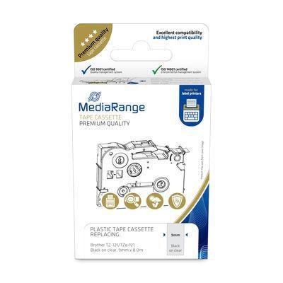 MediaRange MRBTZ121 nastro per etichettatrice Nero trasparente (MediaRange Schriftband 9mm schwarz/tra)