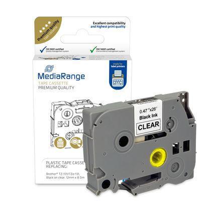 Cassetta nastro MediaRange 12mm nero/trasparente TZ-131/TZe-131 8m