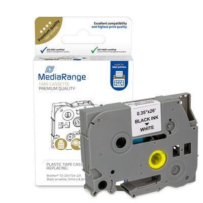 Cassetta nastro MediaRange 9mm nero/bianco Brother TZ-221/TZe-221 8m