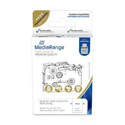 Cassetta nastro MediaRange 18 mm nero/bianco Brother TZ-241/TZe-241 8 m