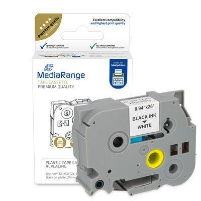 Cassetta nastro MediaRange 24mm nero/bianco Brother TZ-251/TZe-251 8m
