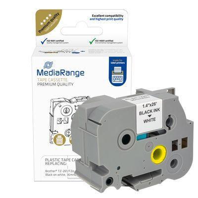 Cassetta nastro MediaRange 36mm nero/bianco Brother TZ-261/TZe-261 8m